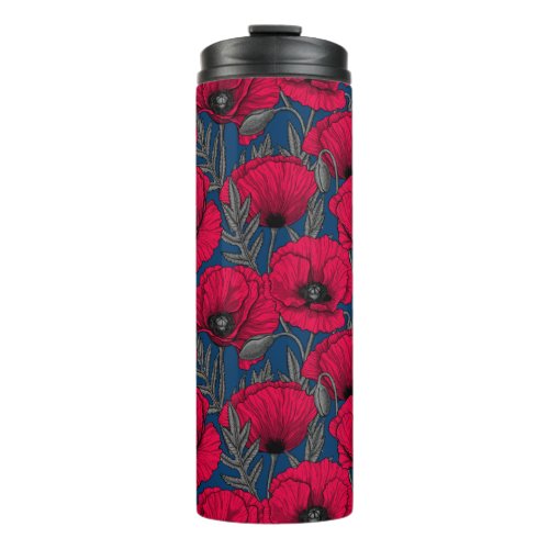 Night poppy garden thermal tumbler