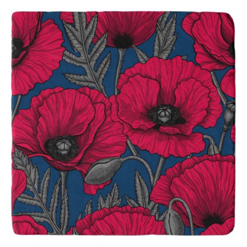 Night poppy garden trivet