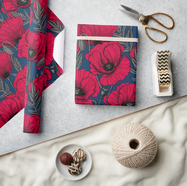 Night poppy garden wrapping paper (Crafts)