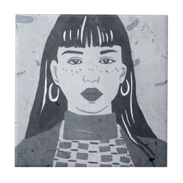 Night Portrait Ceramic Tile (Front)