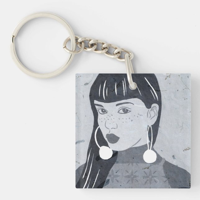 Night Portrait Glance Keychain (Front)