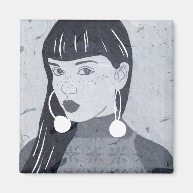 Night Portrait Glance Magnet (Front)