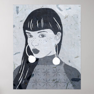 Night Portrait Glance Poster