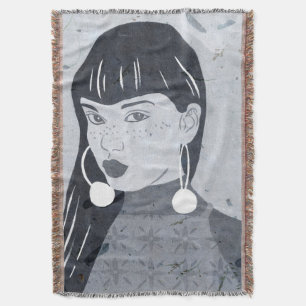 Night Portrait Glance Throw Blanket