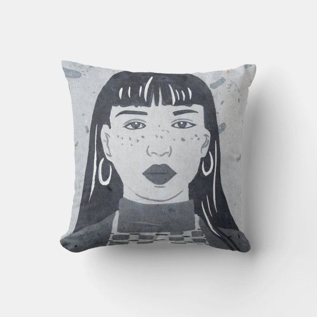 Night Portrait Throw Pillow (Front)