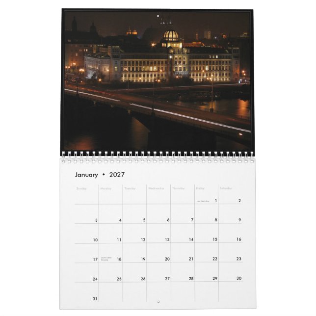 Night Prague 2011 Calendar (Jan 2027)