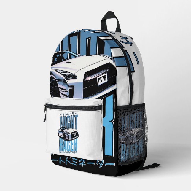 NIGHT RACER - GTR - JDM PRINTED BACKPACK (Back Corner Right)