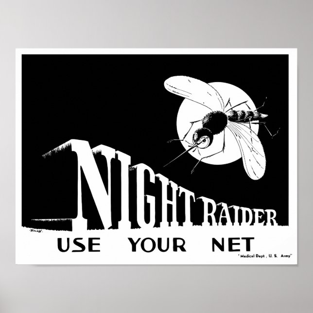 Night Raider -- WWII Malaria Poster (Front)