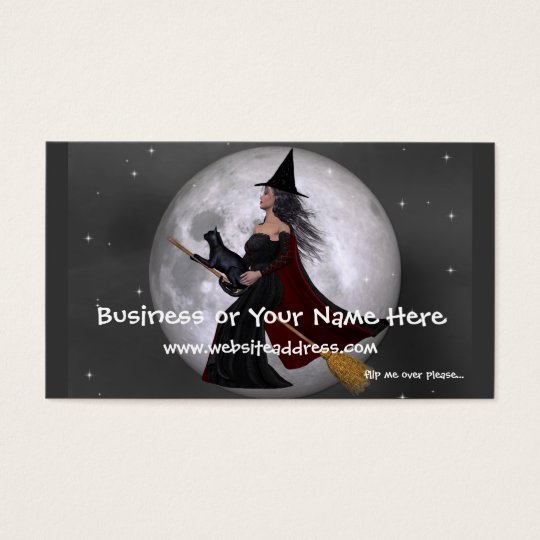 Night Ride :: Witch & Her Cat Business Cards