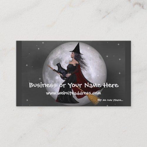 Night Ride  Witch  Her Cat Business Cards