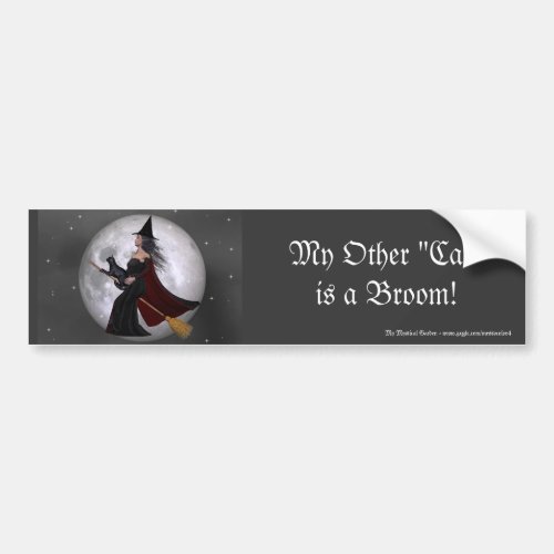 Night Ride  Witch  Her Cat Riding in the Night Bumper Sticker