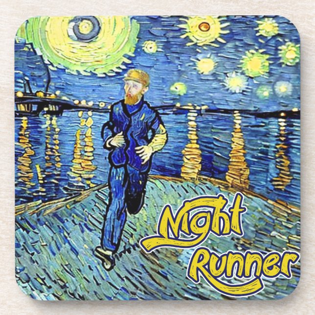 Night Runner Starry Night Beverage Coaster (Front)