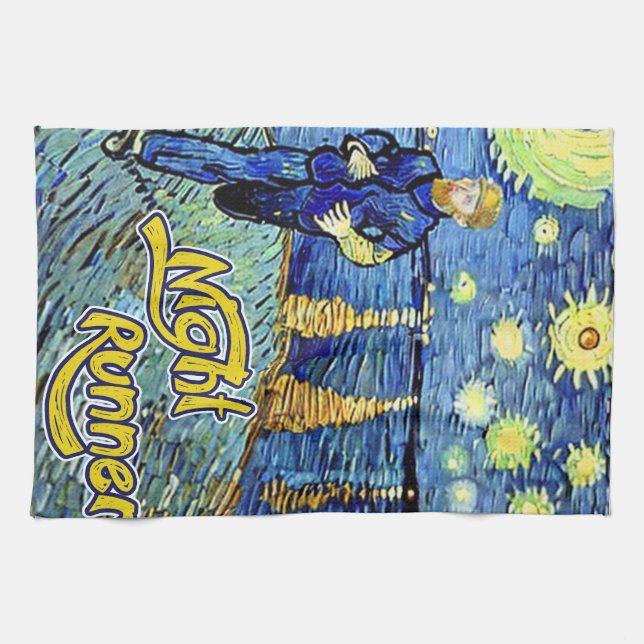 Night Runner Starry Night Kitchen Towel (Horizontal)