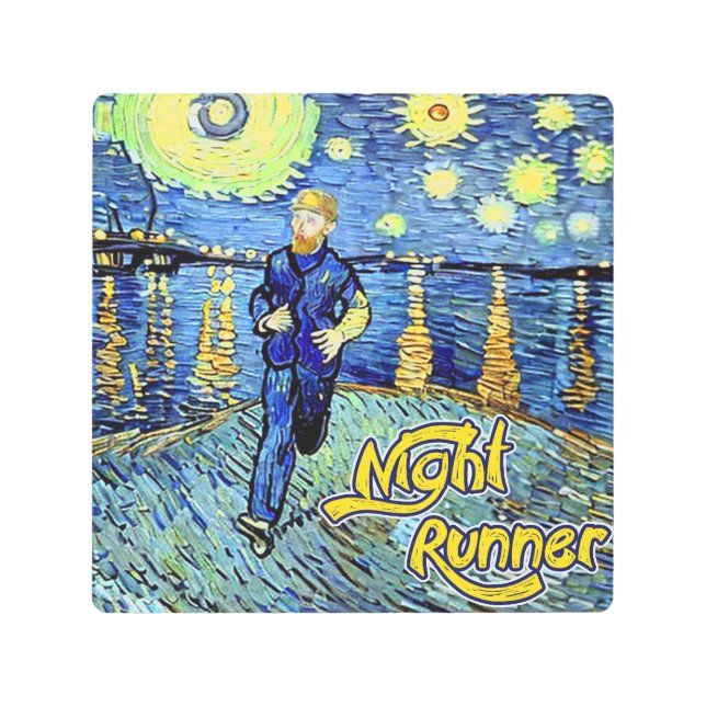 Night Runner Starry Night Metal Print (Front)