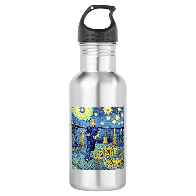 Night Runner Starry Night Stainless Steel Water Bottle (Front)