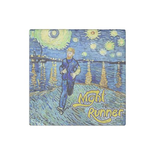 Night Runner Starry Night Stone Magnet