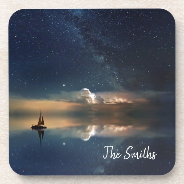 Night Sailing Beverage Coaster (Front)