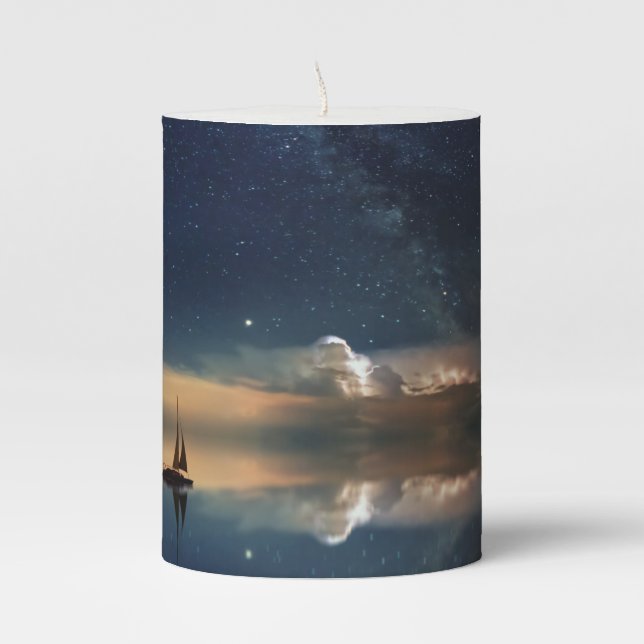 Night Sailing Pillar Candle (Front)