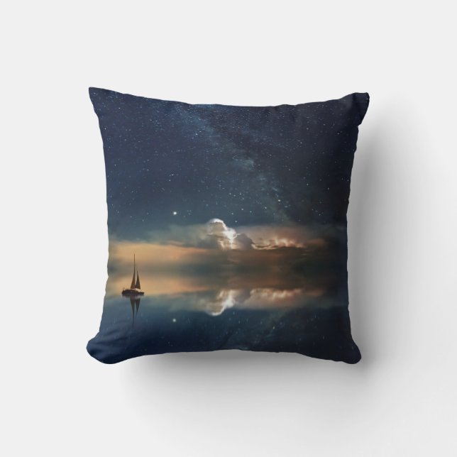 Night Sailing Throw Pillow (Front)