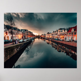 Night scene in leeuwarden  poster