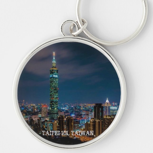 Night Scene of Taipei 101, Taiwan Keychain (Front)