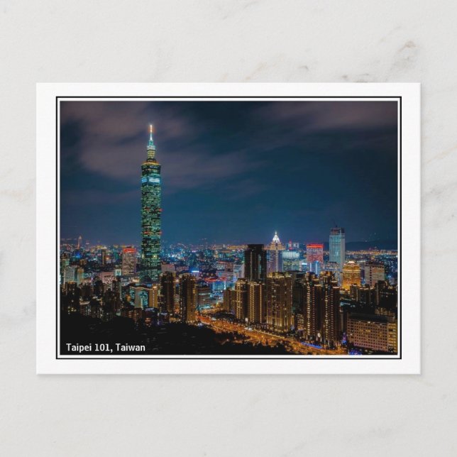 Night Scene of Taipei 101, Taiwan Postcard (Front)