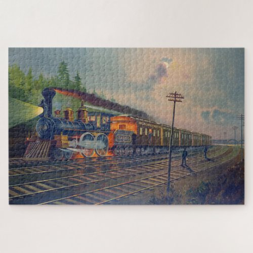 Night Scene on the New York Central Railroad Jigsaw Puzzle
