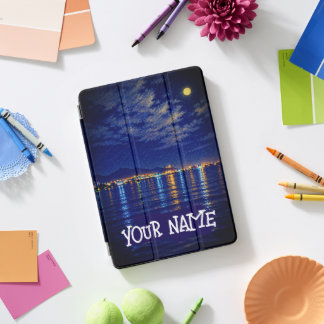Night Sea Landscape Custom Name iPad Smart Cover