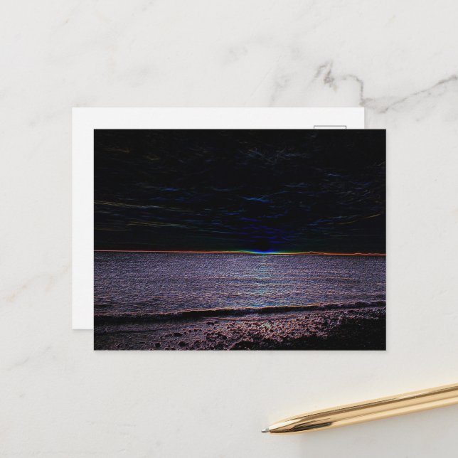 NIGHT SEASCAPE POSTCARD (Front/Back In Situ)