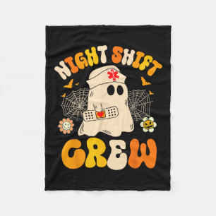 Night Shift Crew Ghost Halloween Nurse Funny Fleece Blanket