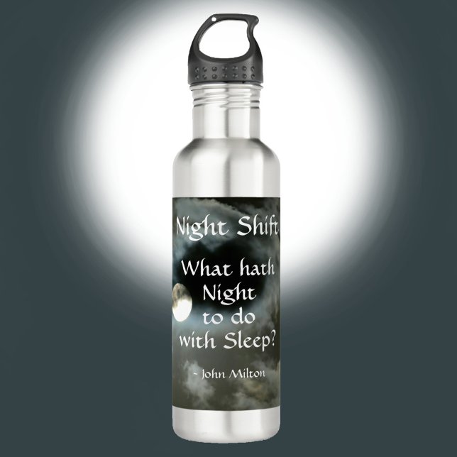 Night Shift Full Moon Night quote Customizable Stainless Steel Water Bottle (Creator Uploaded)