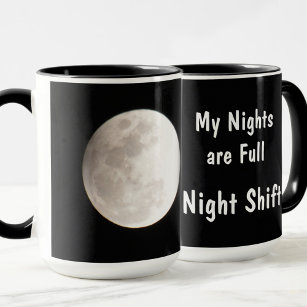 Night Shift Full Moon Photographic Black Mug