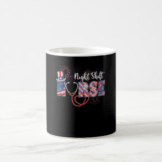Night Shift Nurse 4th Of July Love Heart Stethosco Coffee Mug