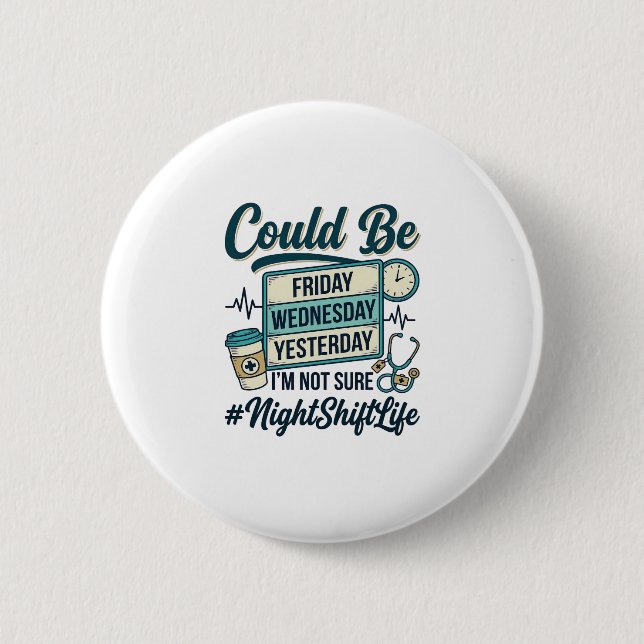 Night Shift Nurse Funny Could Be Friday Vector Des Button (Front)