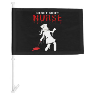 Night Shift Nurse Funny Halloween Classic T-Shirt Car Flag