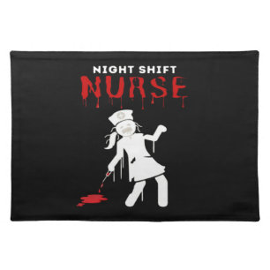 Night Shift Nurse Funny Halloween Classic T-Shirt Cloth Placemat