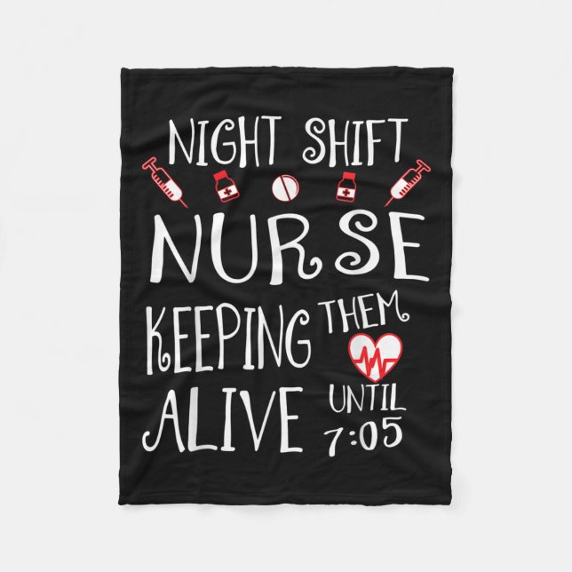 Night Shift Nurse Funny Nursing Hostal Funny Rn Qu Fleece Blanket (Front)