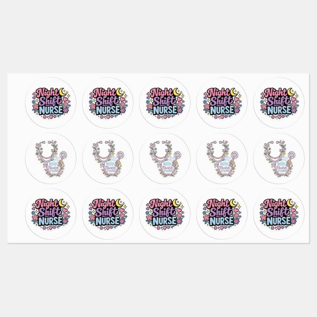Night Shift Nurse Keychain | Cute Nurse Gift 2026 Labels (Sheet)