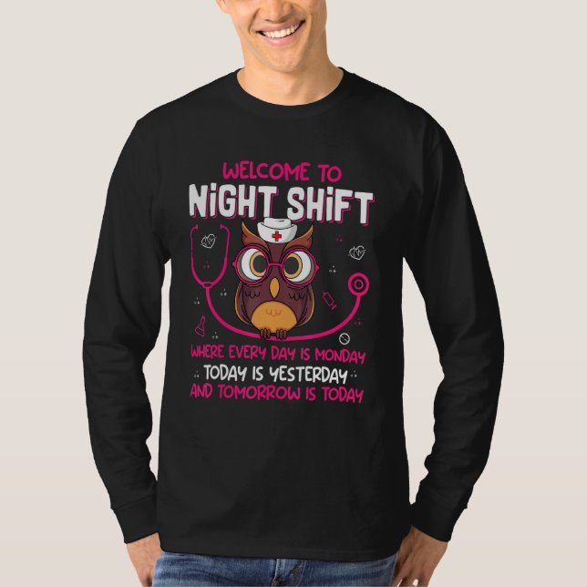 Night Shift Nurse Owls   Nursing RN LPN CNA Women T-Shirt (Front)