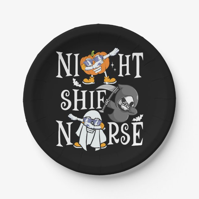 Night Shift Nurse Paper Plates (Front)