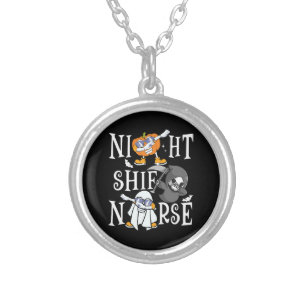 Night Shift Nurse Silver Plated Necklace