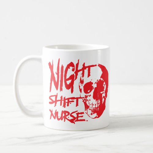 night shift nurse skull halloween red coffee mug