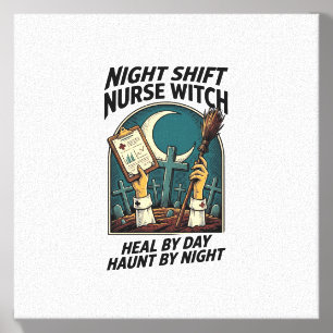 Night Shift Nurse Witch Retro Halloween Tee Canvas Photo Tile