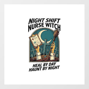 Night Shift Nurse Witch Retro Halloween Tee Floor Decals