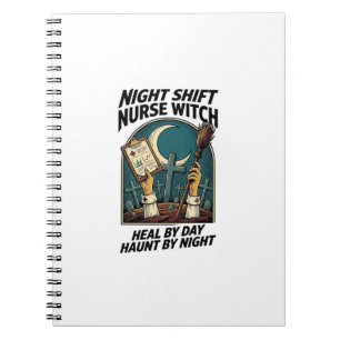 Night Shift Nurse Witch Retro Halloween Tee Notebook