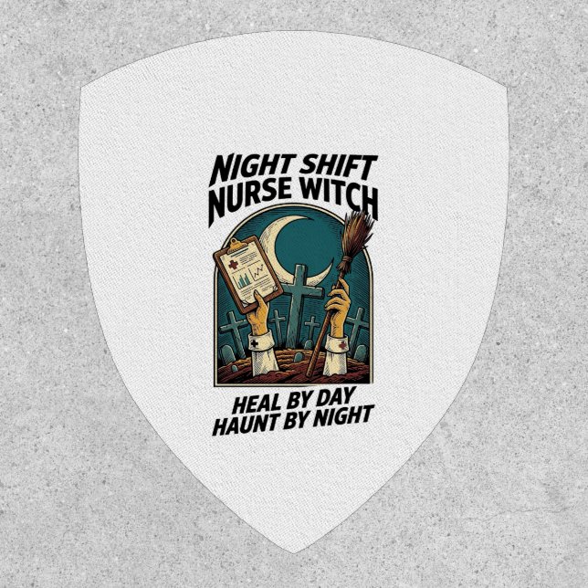 Night Shift Nurse Witch Retro Halloween Tee Patch (Front)