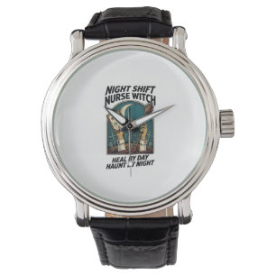 Night Shift Nurse Witch Retro Halloween Tee Watch