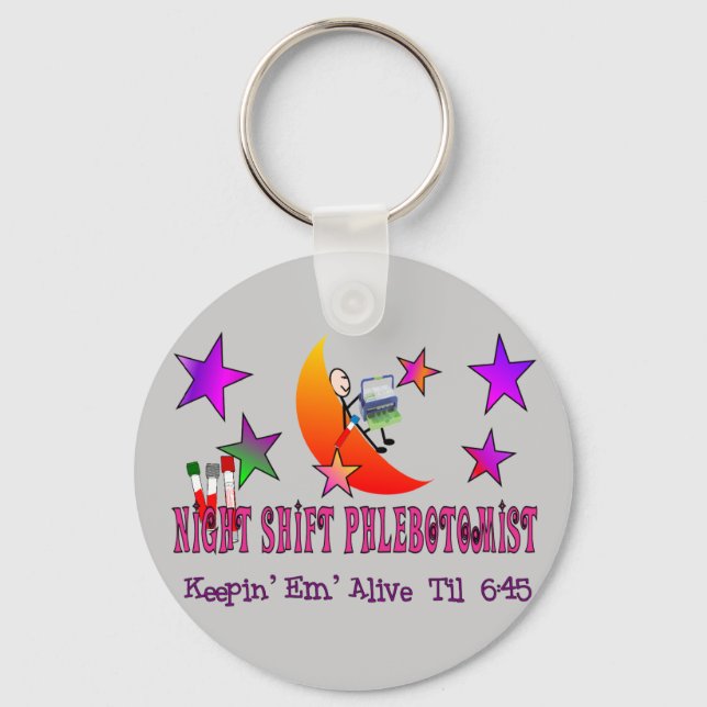 NIght Shift Phlebotomist T-Shirts and Gifts Keychain (Front)