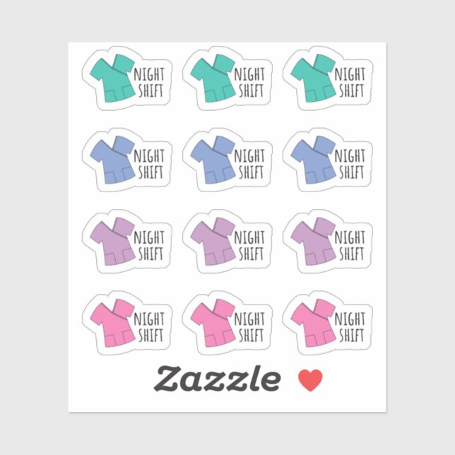 Night Shift Reminder Nurse Doctor Scrubs Planner Sticker (Sheet)