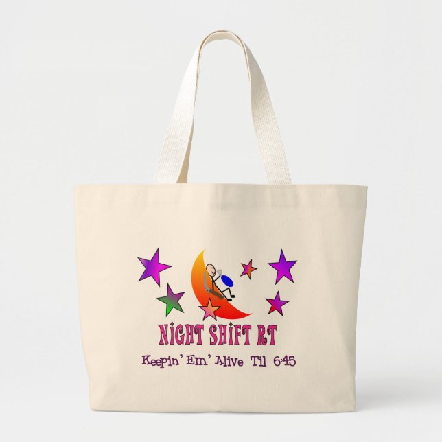 Night Shift RT MOON Stick Man Large Tote Bag (Front)